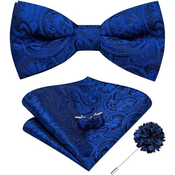 Bow Ties for Men Set Dark Blue - Picture 1 of 6